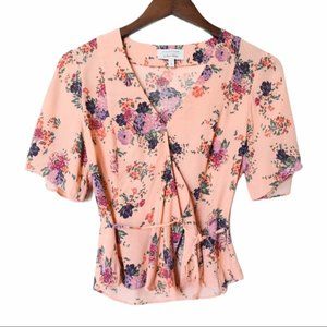 & Other Stories Pink Floral Wrap Blouse